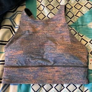 lululemon athletica speckled blue-pink high-neck sports bra